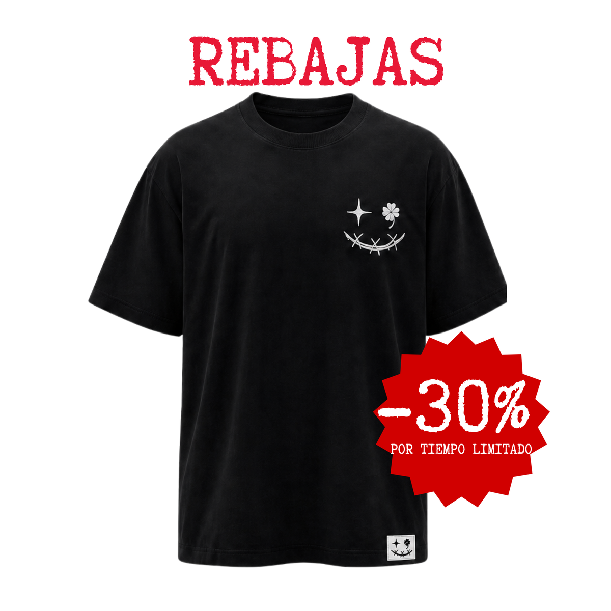 Camiseta oversize negra rostro Chenille Exotic Face