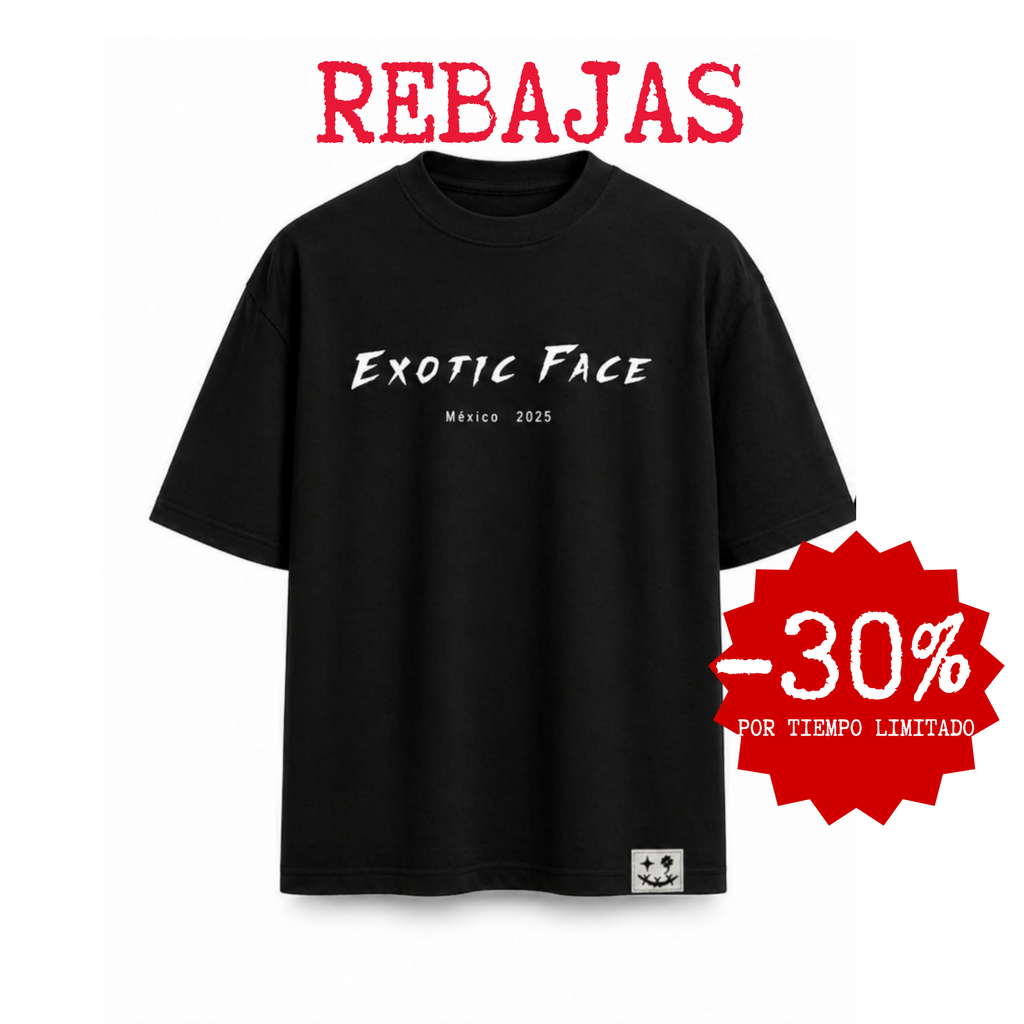 Camiseta Exotic Face negra oversize V