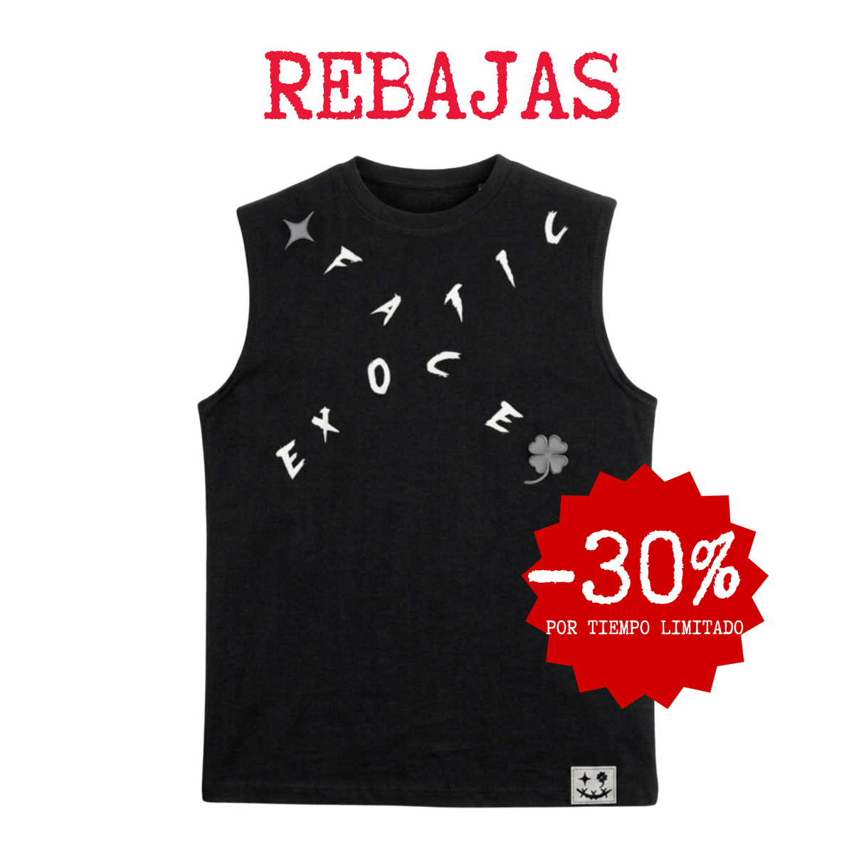 Camiseta sin mangas oversize Exotic Face negra