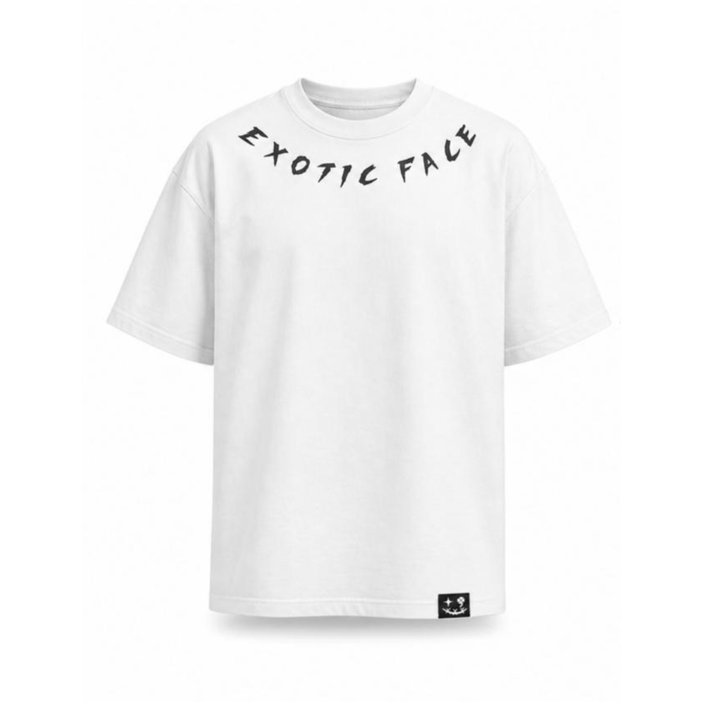 Camiseta Exotic Face manga corta oversize blanca