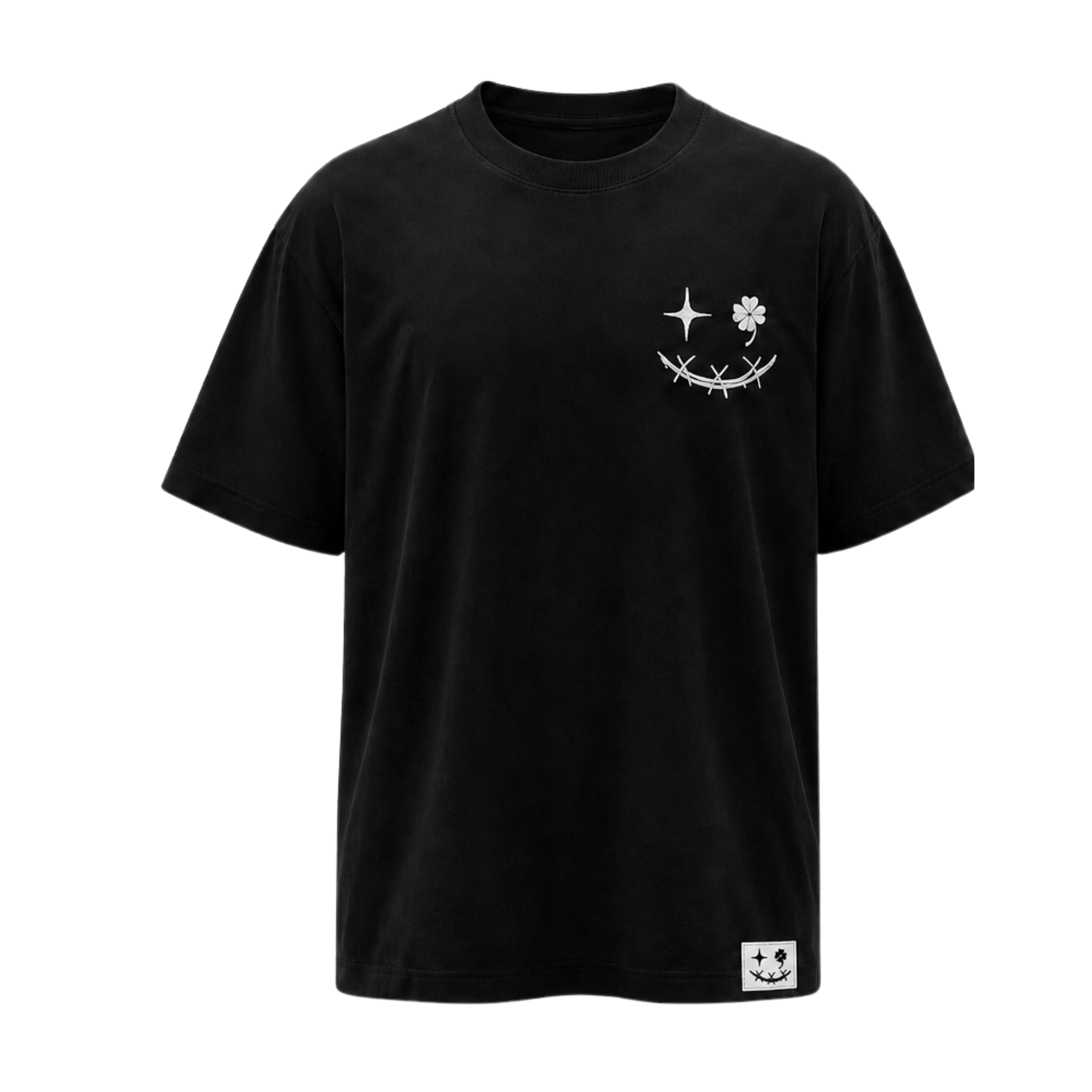 Camiseta oversize negra rostro Chenille Exotic Face
