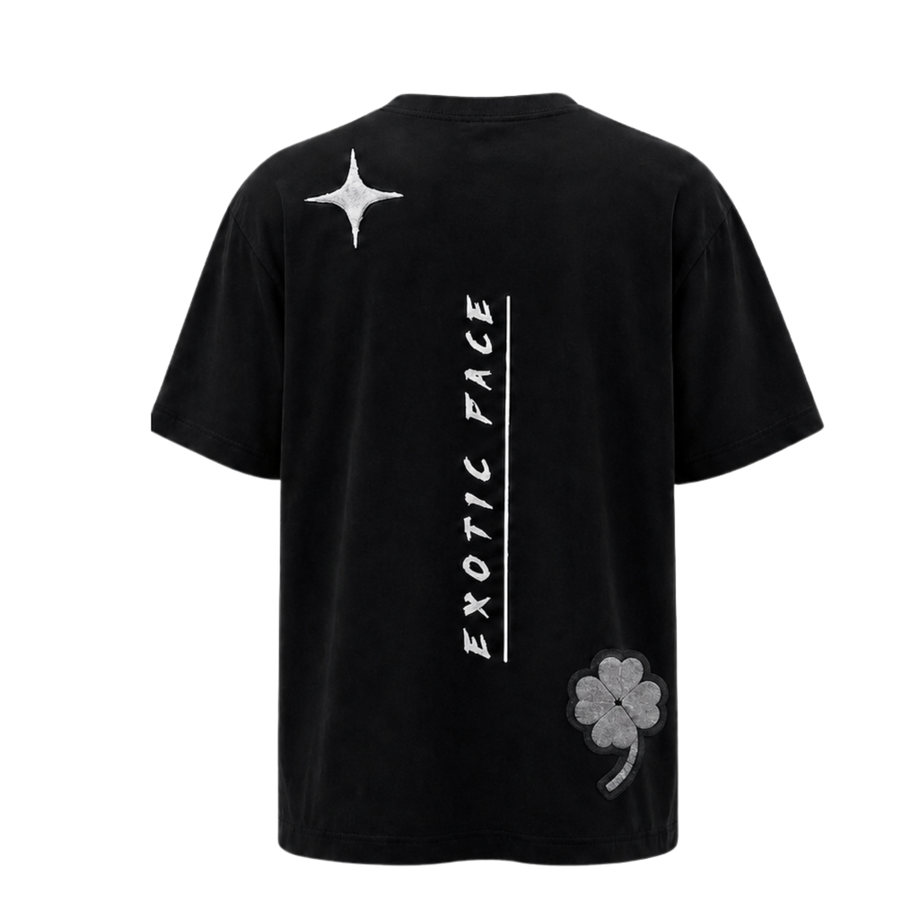 Camiseta oversize negra rostro Chenille Exotic Face