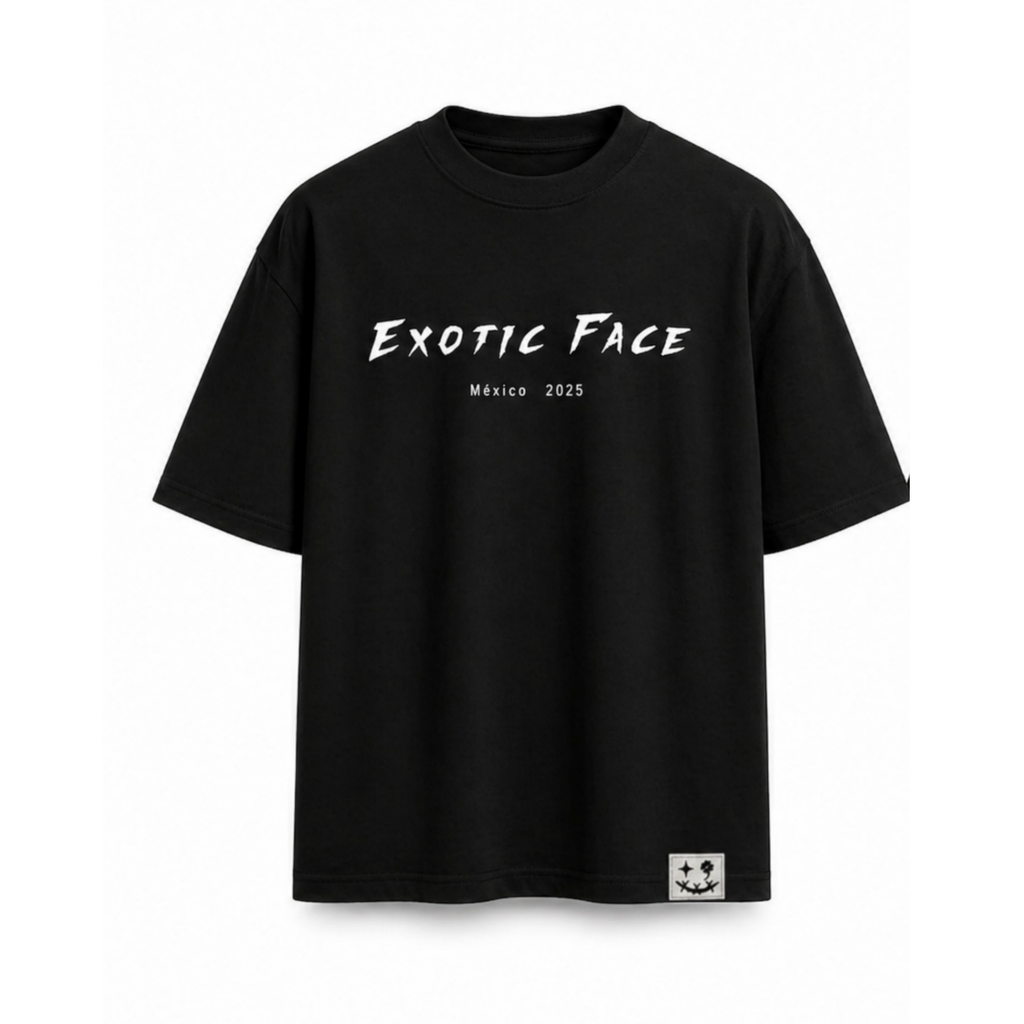 Camiseta Exotic Face negra oversize V