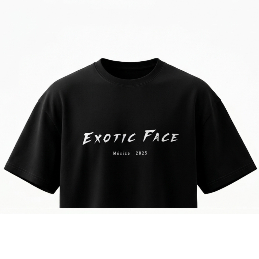 Camiseta Exotic Face negra oversize V