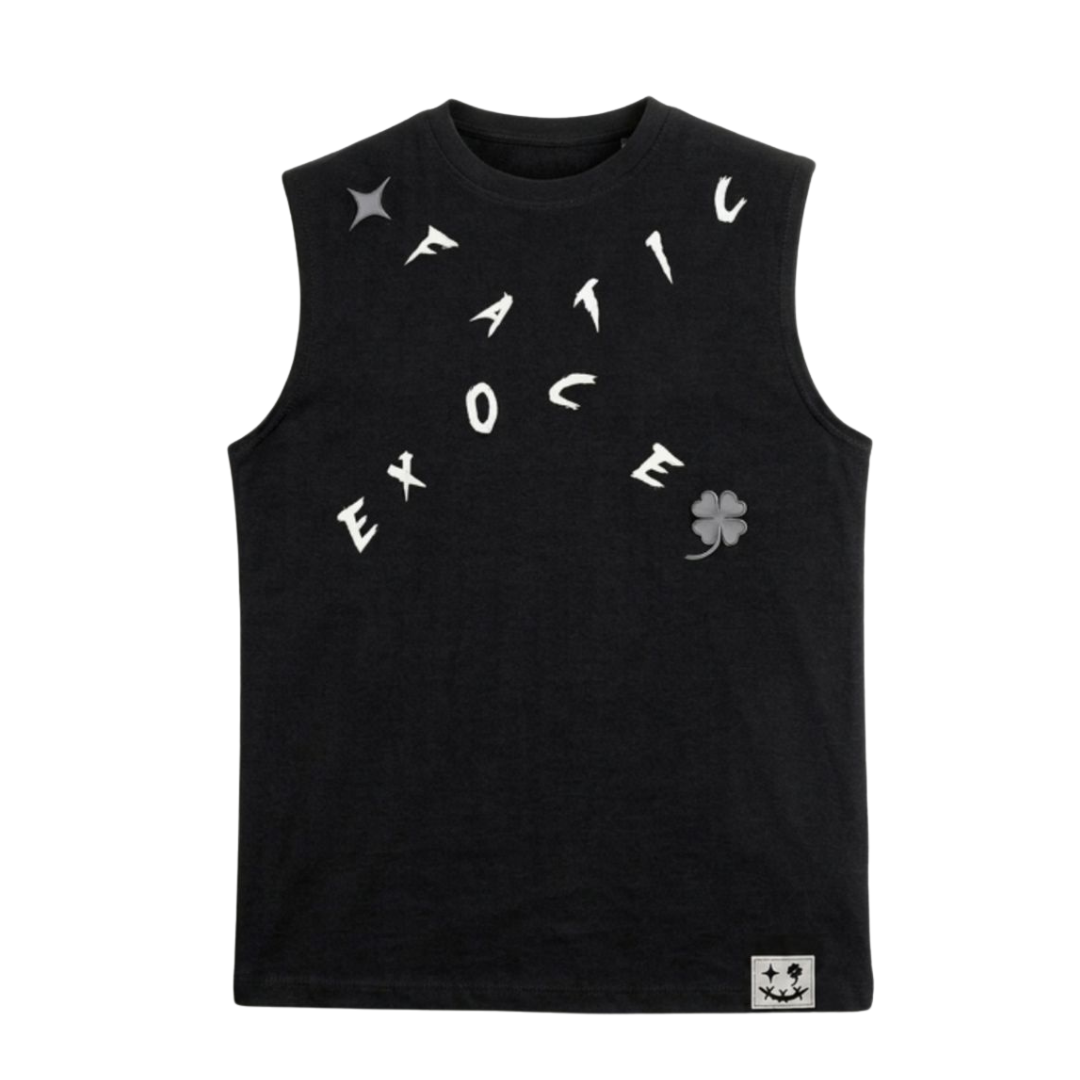 Camiseta sin mangas oversize Exotic Face negra